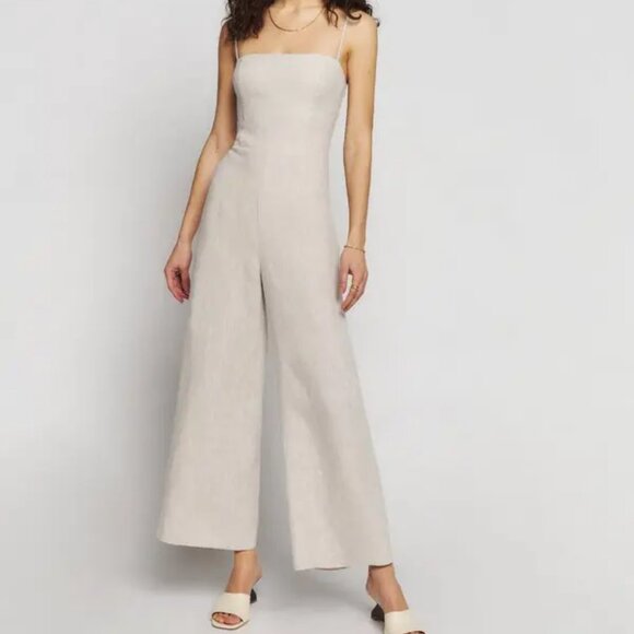 Reformation Pants - Reformation - Overland Linen Jumpsuit - Oatmeal - Size 12 - NWT